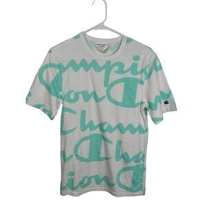 Champion‎ white and mint print T-shirt, size small